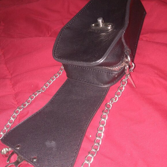 Coffin Purse Crossbody Leather& Chain strap.Goth Bag. - Picture 5 of 5